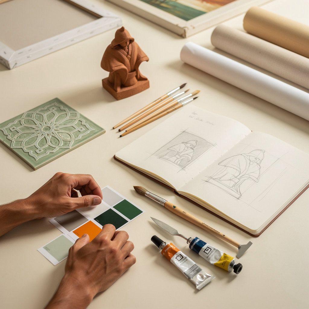 MoRArt custom art commission process in Damascus studio